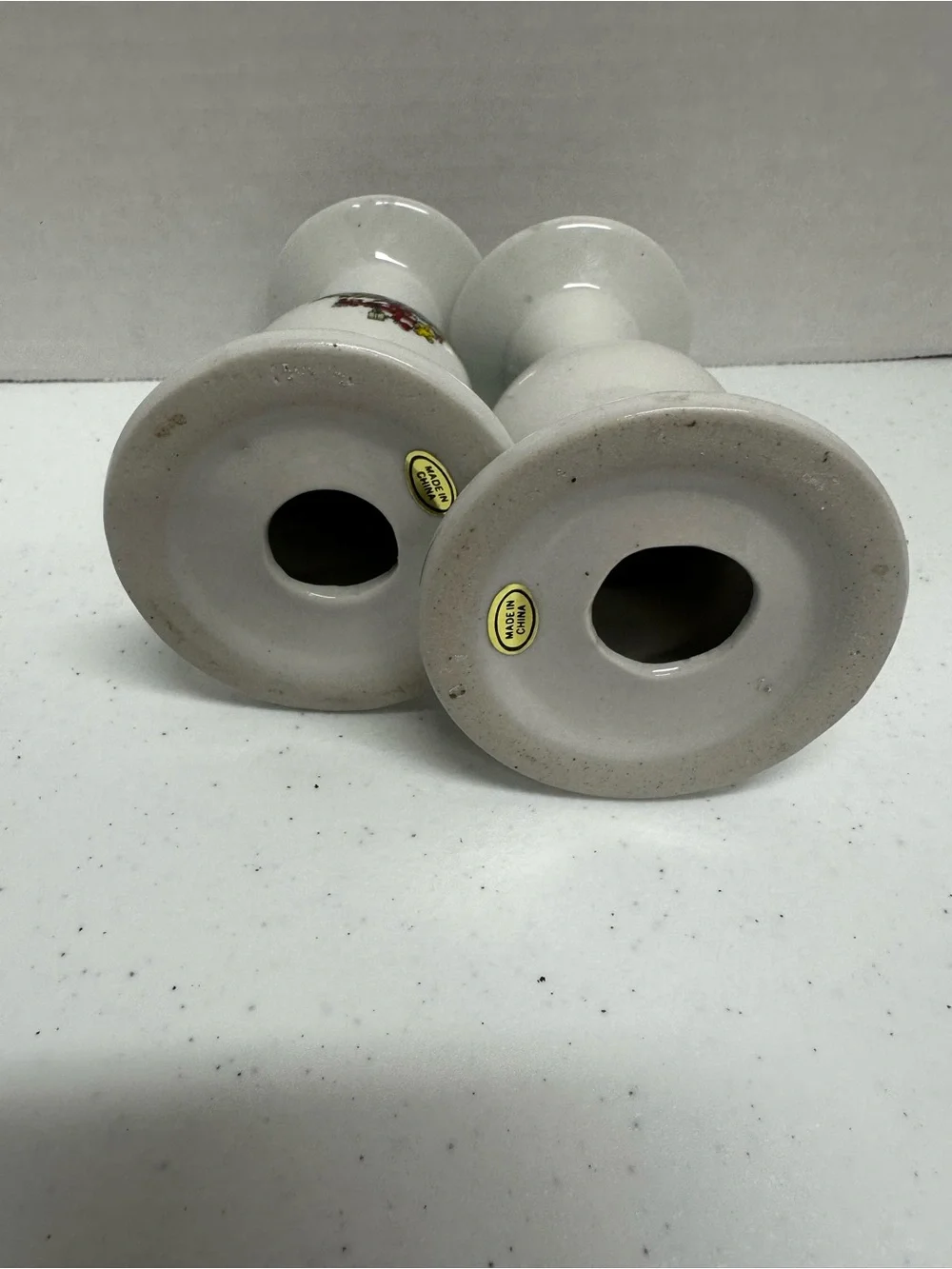 Vintage Christmas Tree Ceramic Candle Holders Set of 2 White Holiday Decor
